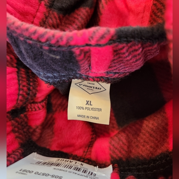 St. John's Bay Flannel Pajama Pants Men XL Red Buffalo Plaid Check Sleep Lounge - Picture 6 of 7